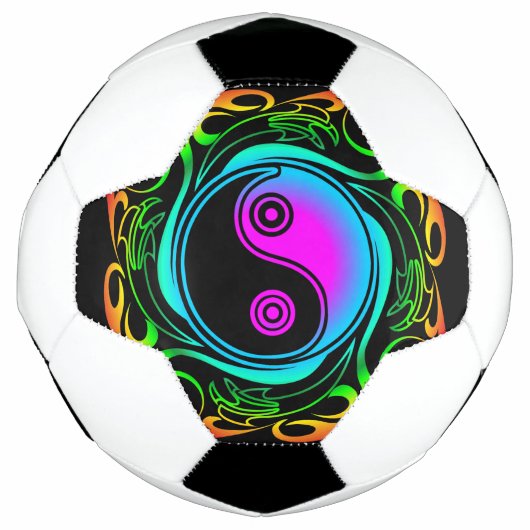 Yin Yang Psychedelic Rainbow Tattoo Fußball (Vorderseite)