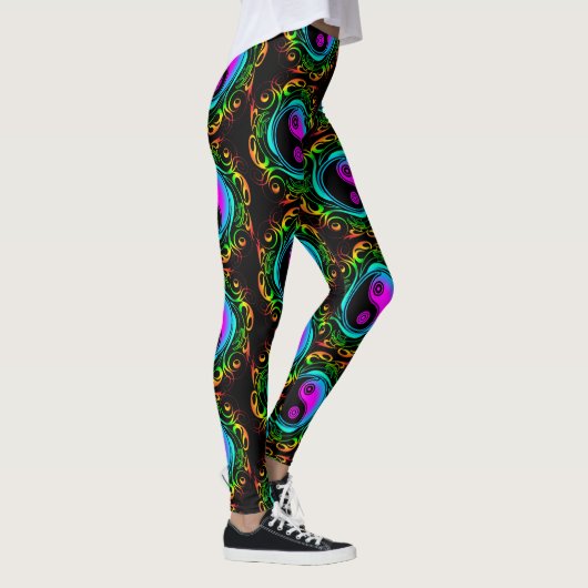 Yin Yang Psychedelic Rainbow Tattoo Leggings (Rechts)