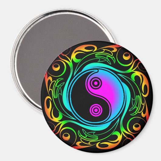 Yin Yang Psychedelic Rainbow Tattoo Magnet (Vorderseite/Rückseite)