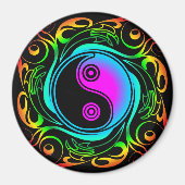 Yin Yang Psychedelic Rainbow Tattoo Magnet (Vorne)