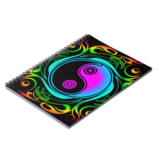 Yin Yang Psychedelic Rainbow Tattoo Notizblock (Linke Seite)