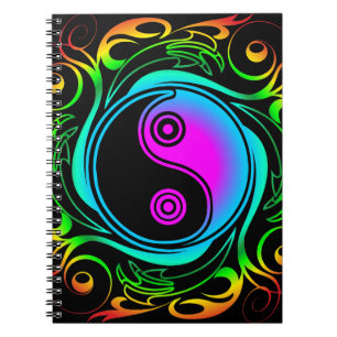 Yin Yang Psychedelic Rainbow Tattoo Notizblock