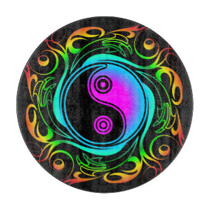 Yin Yang Psychedelic Rainbow Tattoo Schneidebrett