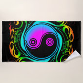 Yin Yang Psychedelic Rainbow Tattoo Strandtuch (Vorderseite)