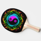 Yin Yang Psychedelic Rainbow Tattoo Tischtennis Schläger (Seitenansicht)