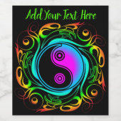 Yin Yang Psychedelic Rainbow Tattoo Weinetikett (Einzelnes Label)