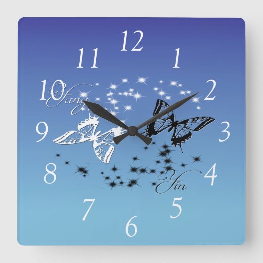 Yin Yang Quadratische Wanduhr (Vorderseite)