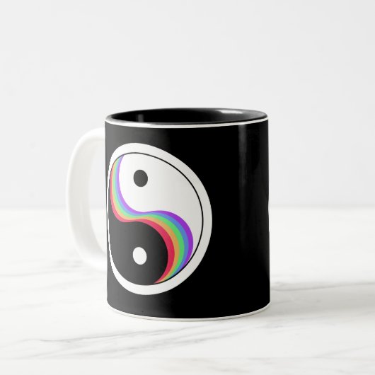Yin Yang Rainbow Zweifarbige Tasse (Vorderseite Links)