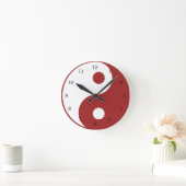 Yin Yang Red und White Symbol Clock Runde Wanduhr (Zuhause)