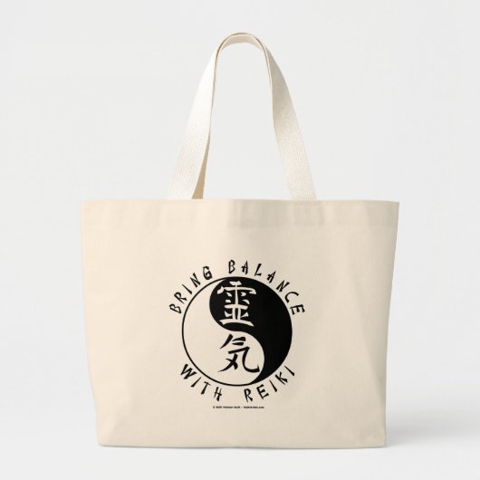 Yin Yang Reiki Kanji Jumbo Stoffbeutel (Vorne)