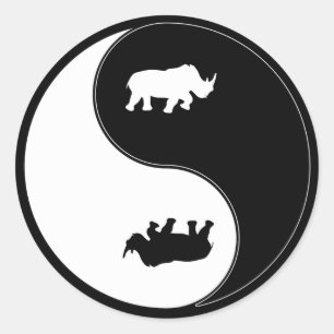 Yin Yang Rhinoceros Runder Aufkleber