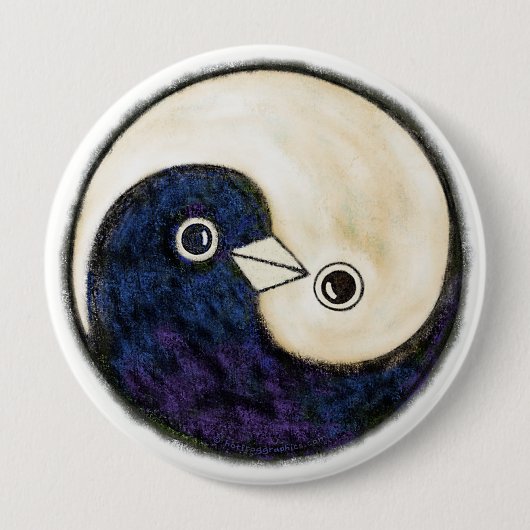 Yin Yang riesiges Harmonie-Abzeichen Tauben Button (Vorderseite)