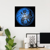 Yin Yang Rose, blau und schwarz Poster (Heimbüro)