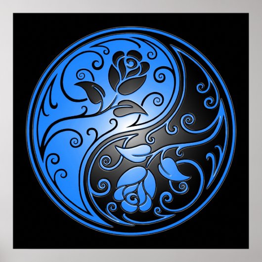Yin Yang Rose, blau und schwarz Poster (Vorne)