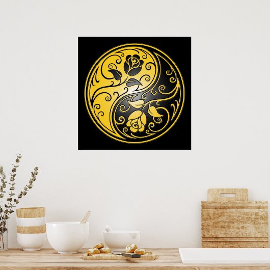 Yin Yang Rose, gelb und schwarz Poster (Küche)