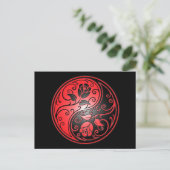 Yin Yang Rose, rot und schwarz Postkarte (Stehend Vorderseite)