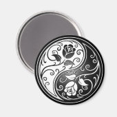 Yin Yang Rose, schwarz Magnet (Vorderseite/Rückseite)