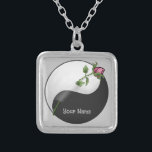 Yin Yang Rose Versilberte Kette<br><div class="desc">Yin Yang Rose Halskette, Kleidung, Yin Yang T - Shirt, Hochzeit, Valentingeschenke, Valentinstag Geschenke von ArtMuvz Illustration. Um PERSONALISIEREN zu können, fügen Sie Ihren Namen hinzu oder fügen Sie stattdessen Text hinzu. Machen Sie sich mit unseren festlichen Geschenken und romantischen Kleidung zum Valentinstag fertig! Ideal für Valentine Party für Ansammlungen....</div>