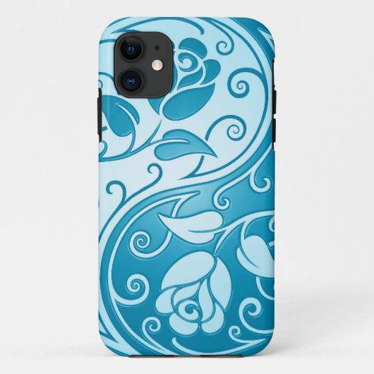 Yin Yang Rosen, blau Case-Mate iPhone Hülle (Rückseite)
