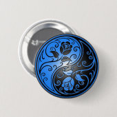 Yin Yang Rosen, Blau und Schwarzes Button (Vorne & Hinten)