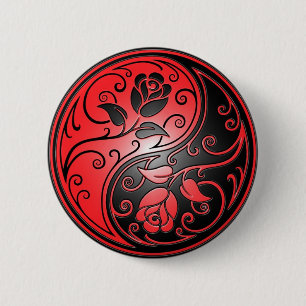 Yin Yang Rosen, Rot und Schwarzes Button