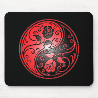 Yin Yang Rosen, Rot und Schwarzes Mousepad