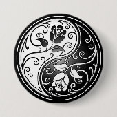 Yin Yang Rosen, schwarz Button (Vorderseite)