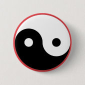 Yin Yang - Roter Hintergrund Button (Vorderseite)