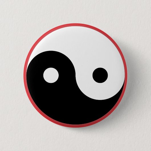 Yin Yang - Roter Hintergrund Button (Vorderseite)