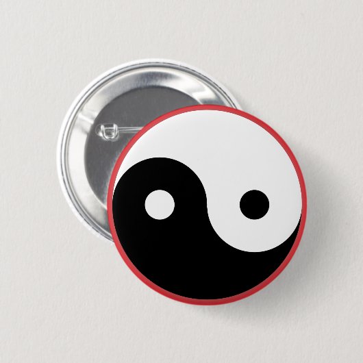 Yin Yang - Roter Hintergrund Button (Vorne & Hinten)