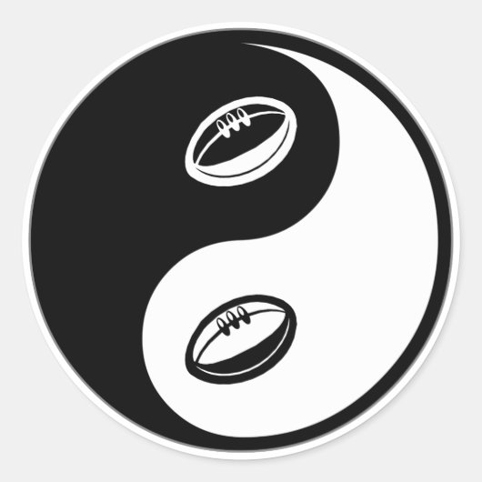 Yin Yang Rugby Runder Aufkleber (Vorderseite)