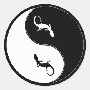 Yin Yang Salamander Runder Aufkleber