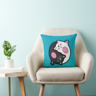 Yin Yang Schlafende Katzen in Schwarz und Weiß Kissen