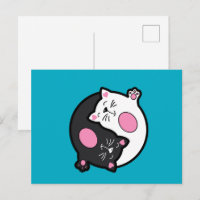 Yin Yang Schlafende Katzen in Schwarz und Weiß