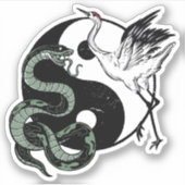 Yin-Yang-Schlange und Kransymbol Aufkleber (Vorderseite)