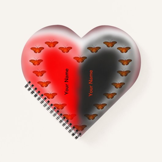 Yin Yang Schmetterlinge Herz Notizblock (Vorderseite)