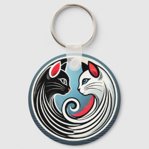 🐱 Yin Yang Schwarz Weiß Katzen Geschenk für Katze Schlüsselanhänger