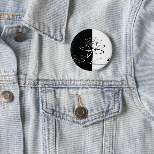Yin Yang Schwarz-weiß Lotus Blossom Button (Beispiel)