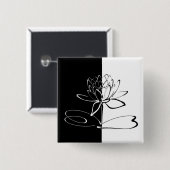 Yin Yang Schwarz-weiß Lotus Blossom Button (Vorne & Hinten)