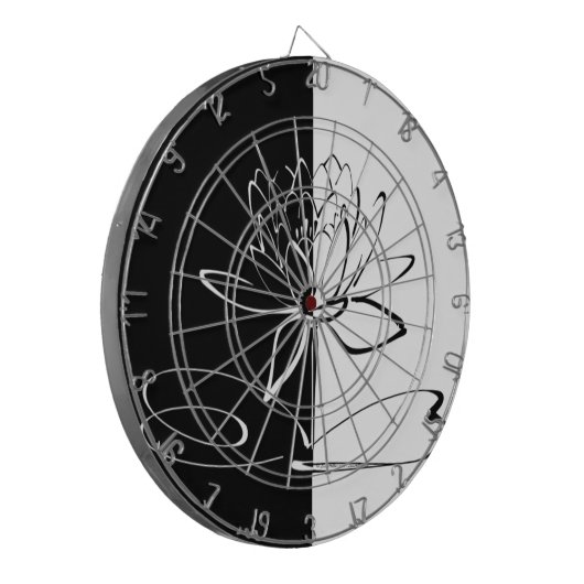 Yin Yang Schwarz-weiß Lotus Blossom Dartscheibe (Vorderseite Links)