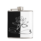 Yin Yang Schwarz-weiß Lotus Blossom Flachmann (Vorderseite)