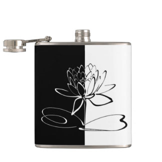 Yin Yang Schwarz-weiß Lotus Blossom Flachmann