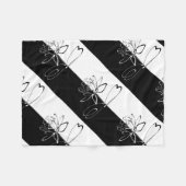 Yin Yang Schwarz-weiß Lotus Blossom Fleecedecke (Vorderseite (Horizontal))