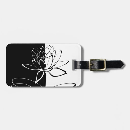 Yin Yang Schwarz-weiß Lotus Blossom Gepäckanhänger (Vorderseite horizontal)