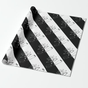Yin Yang Schwarz-weiß Lotus Blossom Geschenkpapier
