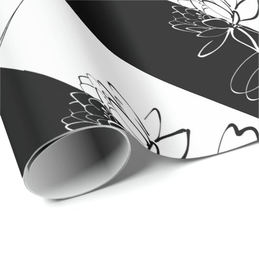 Yin Yang Schwarz-weiß Lotus Blossom Geschenkpapier (Rolleneckpunkt)