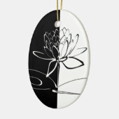 Yin Yang Schwarz-weiß Lotus Blossom Keramik Ornament (Links)