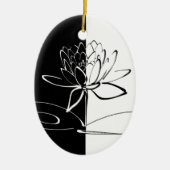 Yin Yang Schwarz-weiß Lotus Blossom Keramik Ornament (Vorne)