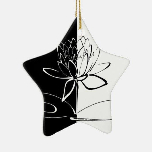 Yin Yang Schwarz-weiß Lotus Blossom Keramikornament (Rechts)