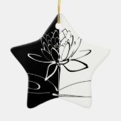 Yin Yang Schwarz-weiß Lotus Blossom Keramikornament (Vorne)